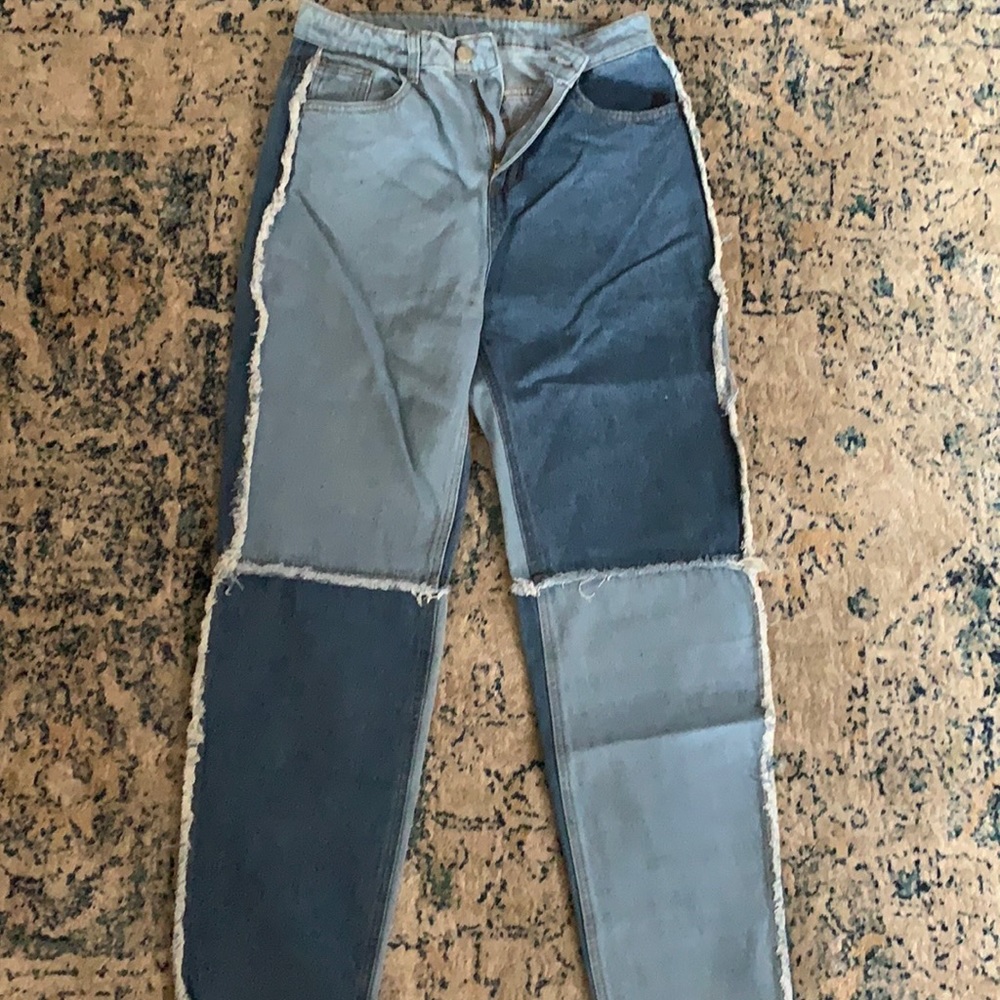 Boyfriend style patchwork jeans